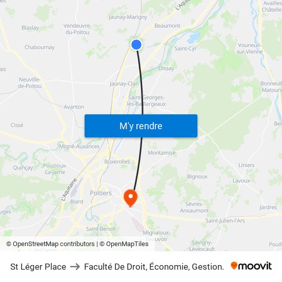 St Léger Place to Faculté De Droit, Économie, Gestion. map