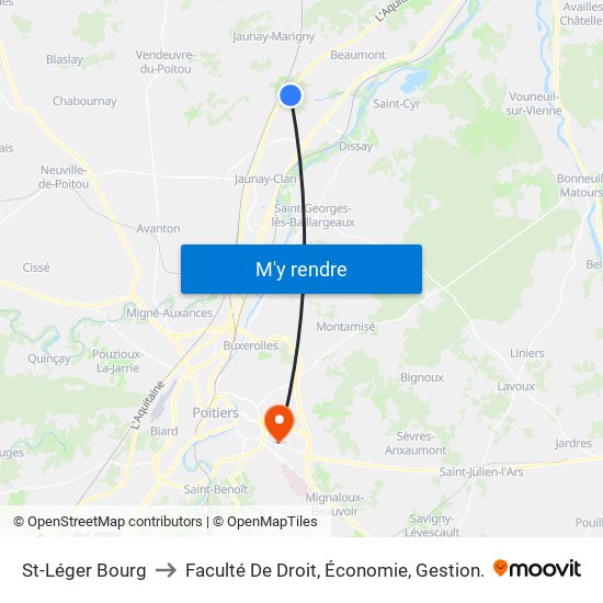 St-Léger Bourg to Faculté De Droit, Économie, Gestion. map