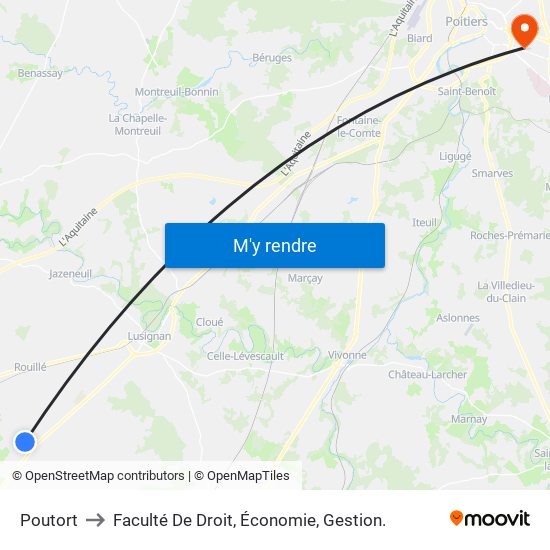 Poutort to Faculté De Droit, Économie, Gestion. map