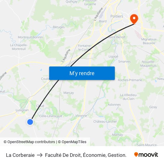 La Corberaie to Faculté De Droit, Économie, Gestion. map