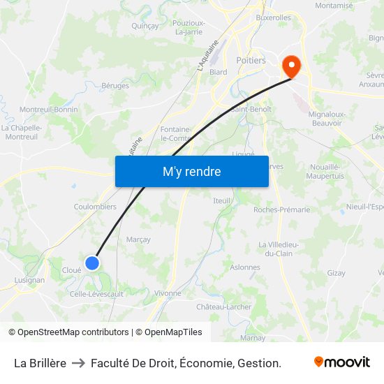 La Brillère to Faculté De Droit, Économie, Gestion. map