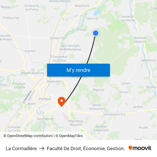 La Cormaillère to Faculté De Droit, Économie, Gestion. map