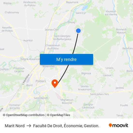 Marit Nord to Faculté De Droit, Économie, Gestion. map