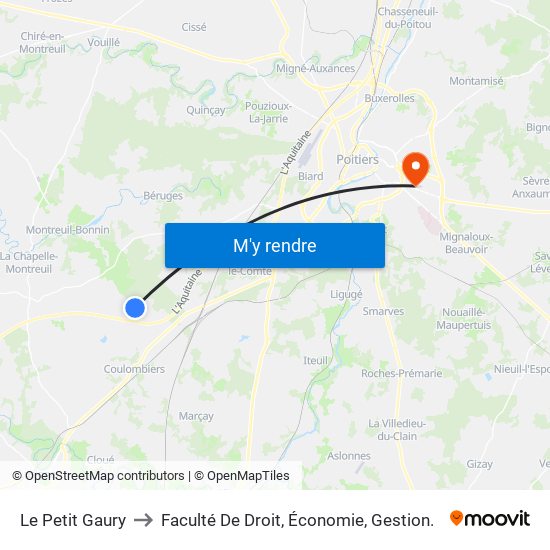 Le Petit Gaury to Faculté De Droit, Économie, Gestion. map