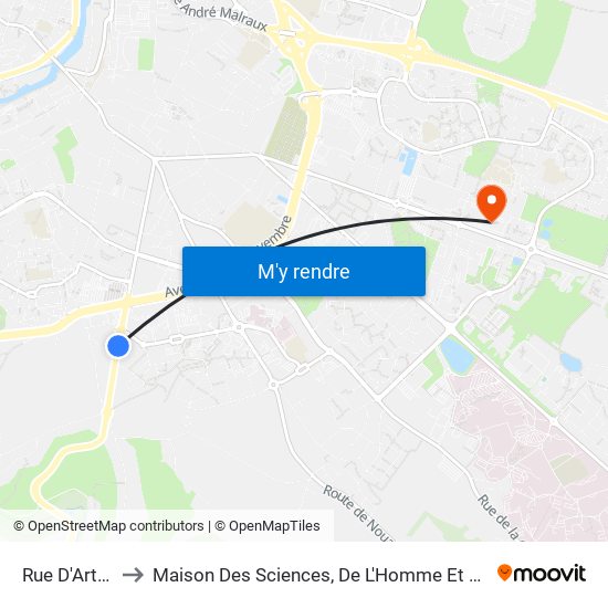 Rue D'Artimon to Maison Des Sciences, De L'Homme Et De La Société map