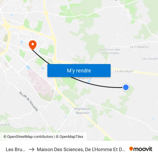 Les Bruères to Maison Des Sciences, De L'Homme Et De La Société map