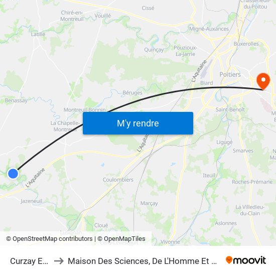 Curzay Eglise to Maison Des Sciences, De L'Homme Et De La Société map