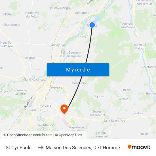 St Cyr Ecole Du Lac to Maison Des Sciences, De L'Homme Et De La Société map