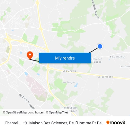 Chantelle 1 to Maison Des Sciences, De L'Homme Et De La Société map