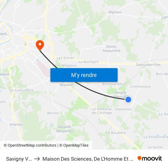 Savigny Vallée to Maison Des Sciences, De L'Homme Et De La Société map