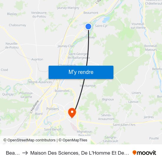 Beaulin to Maison Des Sciences, De L'Homme Et De La Société map