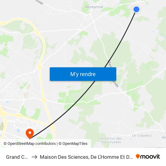 Grand Chêne to Maison Des Sciences, De L'Homme Et De La Société map