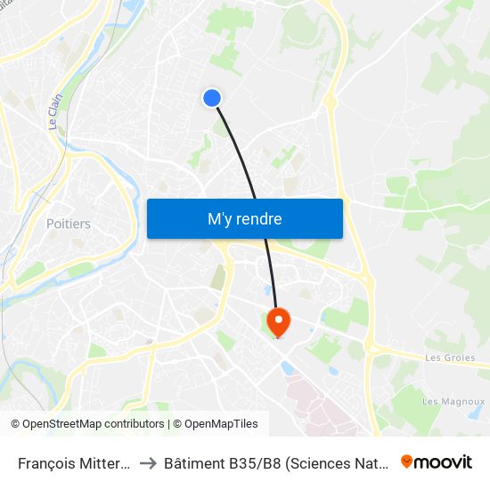 François Mitterrand to Bâtiment B35 / B8 (Sciences Naturelles) map