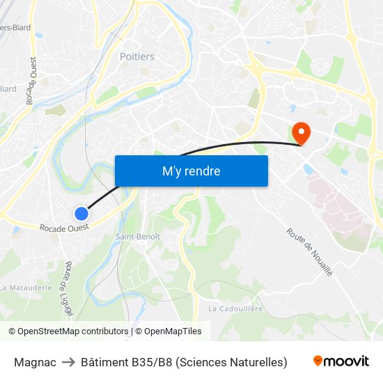 Magnac to Bâtiment B35 / B8 (Sciences Naturelles) map