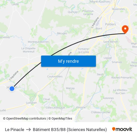 Le Pinacle to Bâtiment B35 / B8 (Sciences Naturelles) map