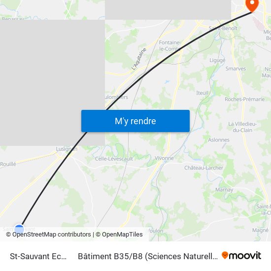 St-Sauvant Ecole to Bâtiment B35 / B8 (Sciences Naturelles) map