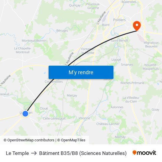 Le Temple to Bâtiment B35 / B8 (Sciences Naturelles) map