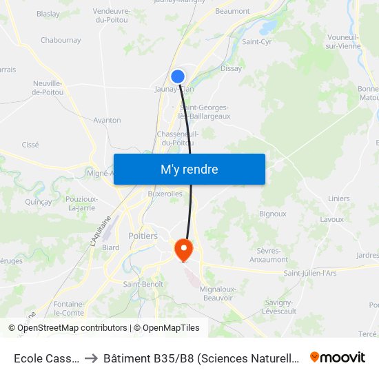 Ecole Cassin to Bâtiment B35 / B8 (Sciences Naturelles) map