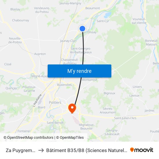 Za Puygremier to Bâtiment B35 / B8 (Sciences Naturelles) map