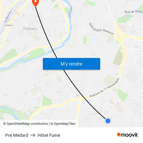 Pré Médard to Hôtel Fumé map