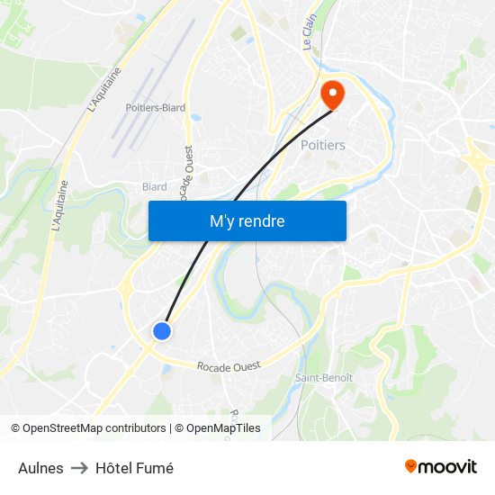 Aulnes to Hôtel Fumé map