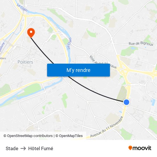 Stade to Hôtel Fumé map