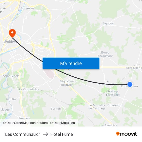 Les Communaux 1 to Hôtel Fumé map