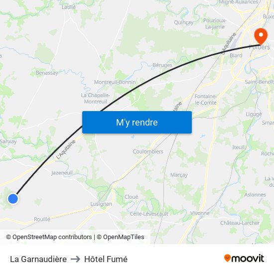 La Garnaudière to Hôtel Fumé map