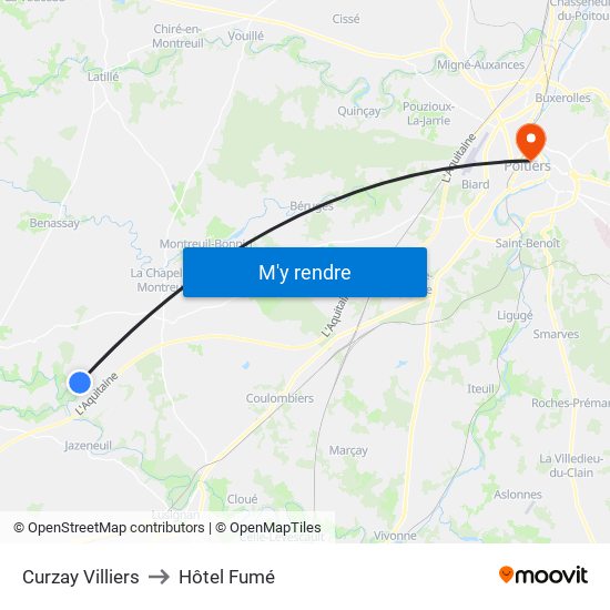Curzay Villiers to Hôtel Fumé map