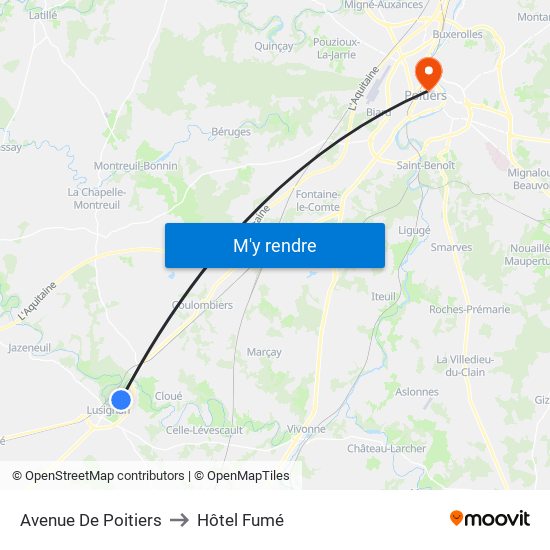 Avenue De Poitiers to Hôtel Fumé map