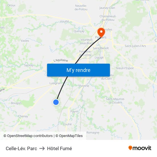 Celle-Lév. Parc to Hôtel Fumé map
