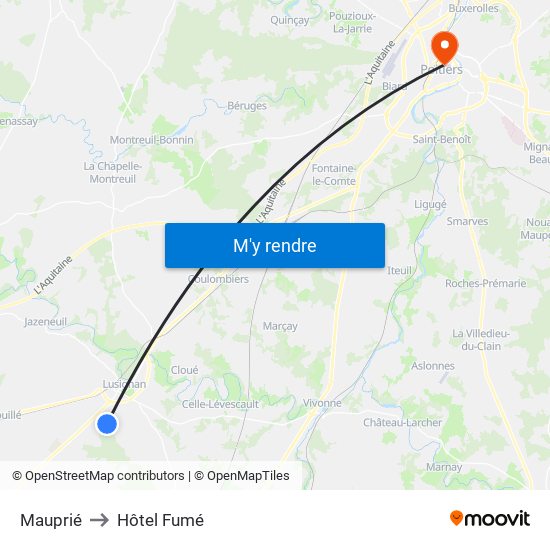 Mauprié to Hôtel Fumé map