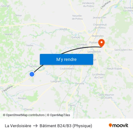 La Verdoisière to Bâtiment B24/B3 (Physique) map