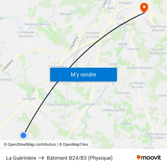 La Guérinière to Bâtiment B24/B3 (Physique) map