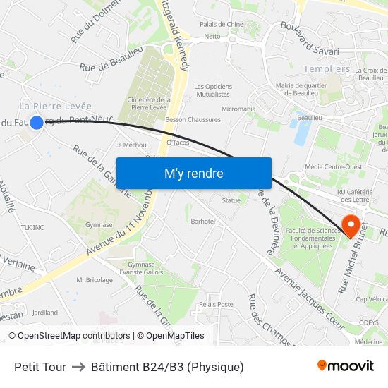 Petit Tour to Bâtiment B24/B3 (Physique) map