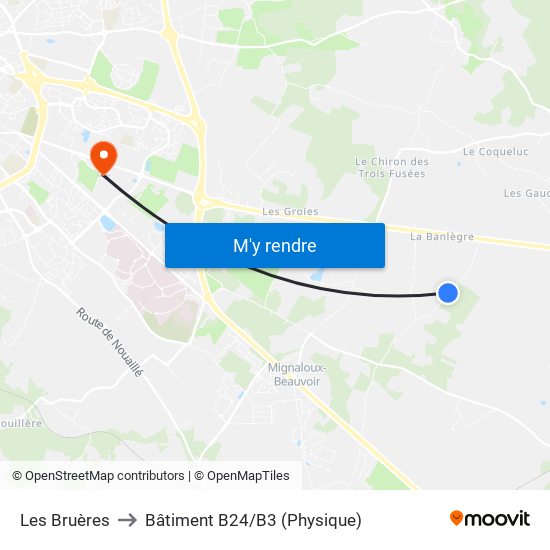 Les Bruères to Bâtiment B24/B3 (Physique) map