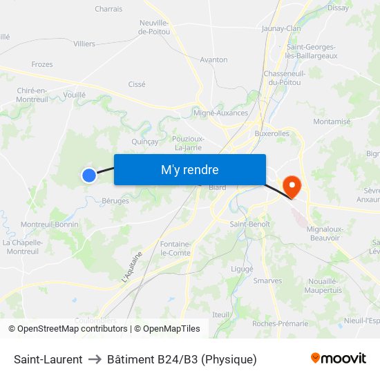 Saint-Laurent to Bâtiment B24/B3 (Physique) map