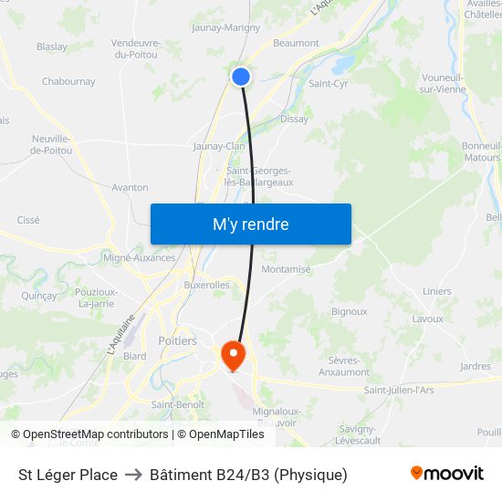 St Léger Place to Bâtiment B24/B3 (Physique) map