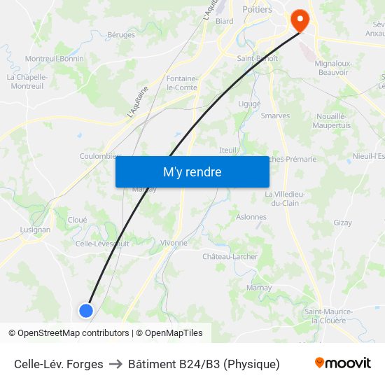 Celle-Lév. Forges to Bâtiment B24/B3 (Physique) map