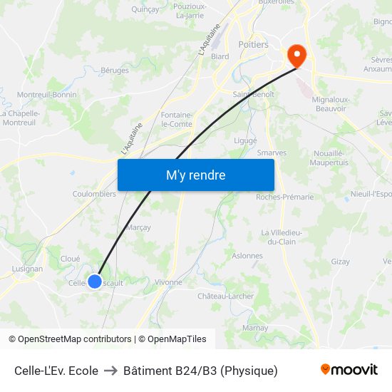 Celle-L'Ev. Ecole to Bâtiment B24/B3 (Physique) map