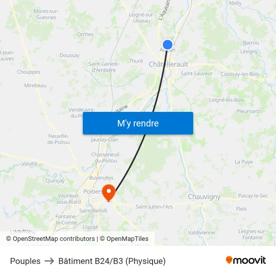 Pouples to Bâtiment B24/B3 (Physique) map