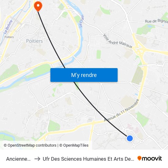 Anciennes Serres to Ufr Des Sciences Humaines Et Arts De L'Université De Poitiers map