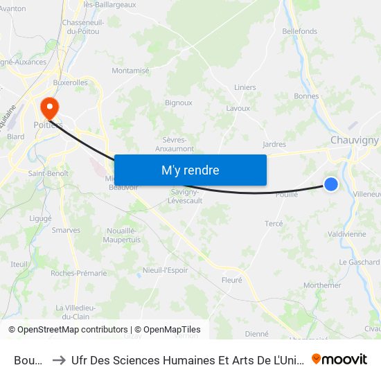 Boussec to Ufr Des Sciences Humaines Et Arts De L'Université De Poitiers map