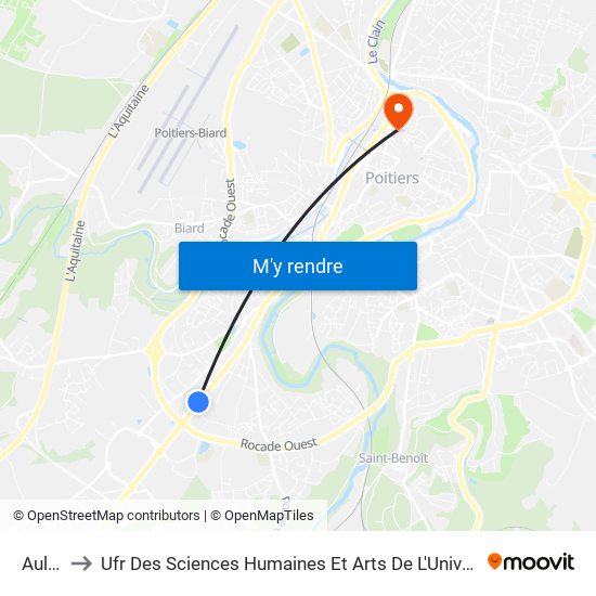 Aulnes to Ufr Des Sciences Humaines Et Arts De L'Université De Poitiers map