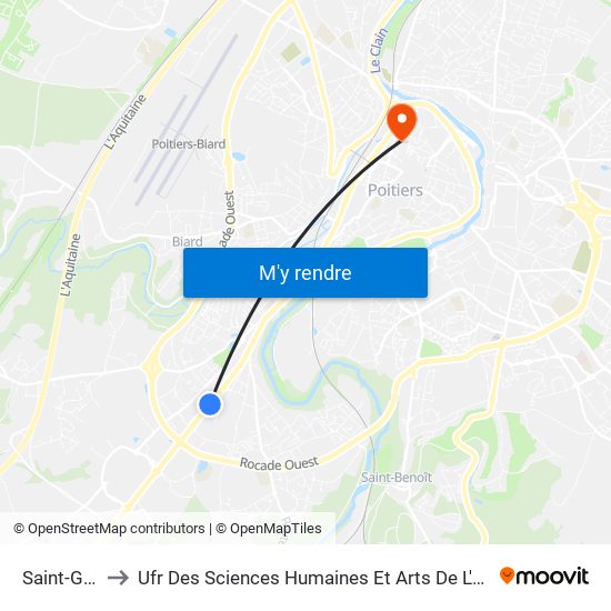Saint-Gervais to Ufr Des Sciences Humaines Et Arts De L'Université De Poitiers map