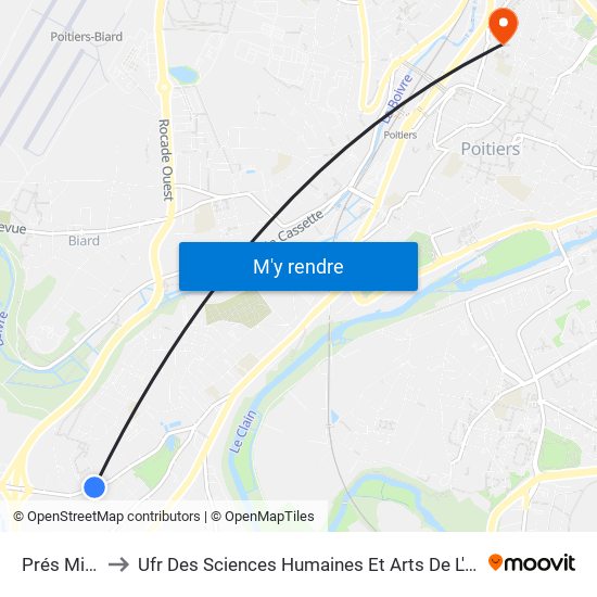 Prés Mignons to Ufr Des Sciences Humaines Et Arts De L'Université De Poitiers map