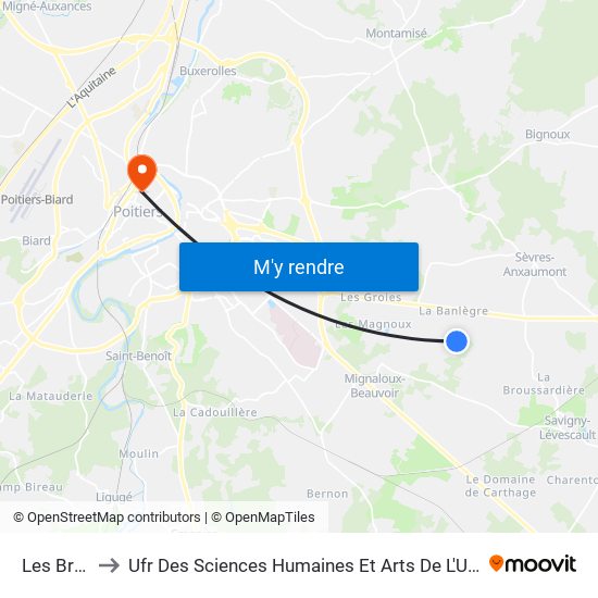 Les Bruères to Ufr Des Sciences Humaines Et Arts De L'Université De Poitiers map