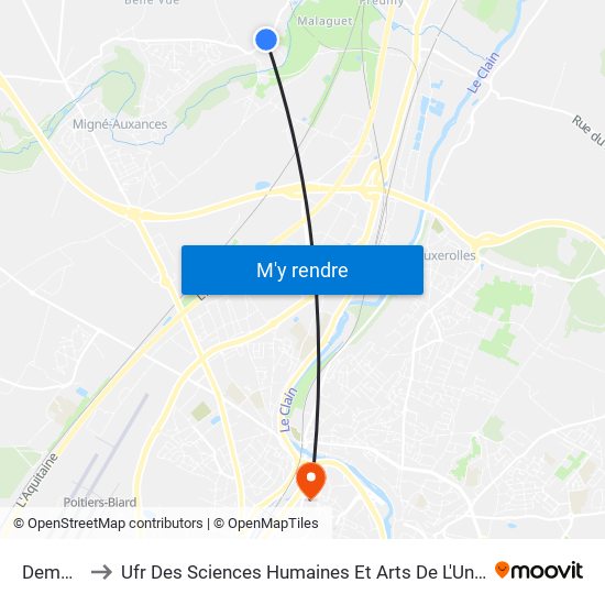 Demarcay to Ufr Des Sciences Humaines Et Arts De L'Université De Poitiers map