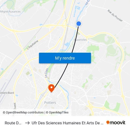 Route De Clotet to Ufr Des Sciences Humaines Et Arts De L'Université De Poitiers map