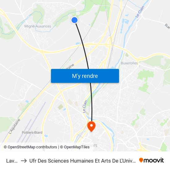 Lavaud to Ufr Des Sciences Humaines Et Arts De L'Université De Poitiers map